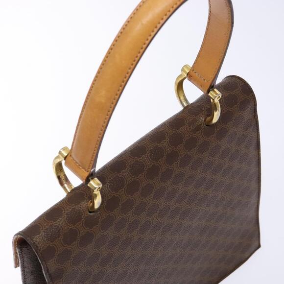 CELINE Macadam Canvas Hand Bag Pvc Leather Brown Gold - Picture 6 of 13